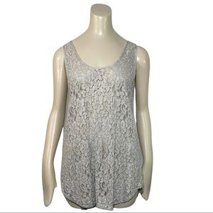 Wilfred lace tank  pale gray racerback size large
